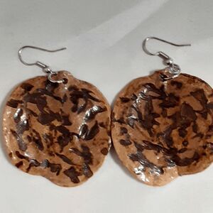 Natural brown pod round earrings 1.5"